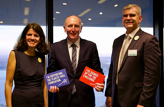 Rebecca Prince-Ruiz and Gunther Hoppe with the minister for environment Hon. Stephen Dawson